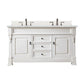 Brookfield 60" Double Vanity, Bright White w/ 3 CM Ethereal Noctis Quartz Top