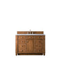 Bristol 48" Single Vanity, Saddle Brown w/ 3 CM Eternal Jasmine Pearl Quartz Top