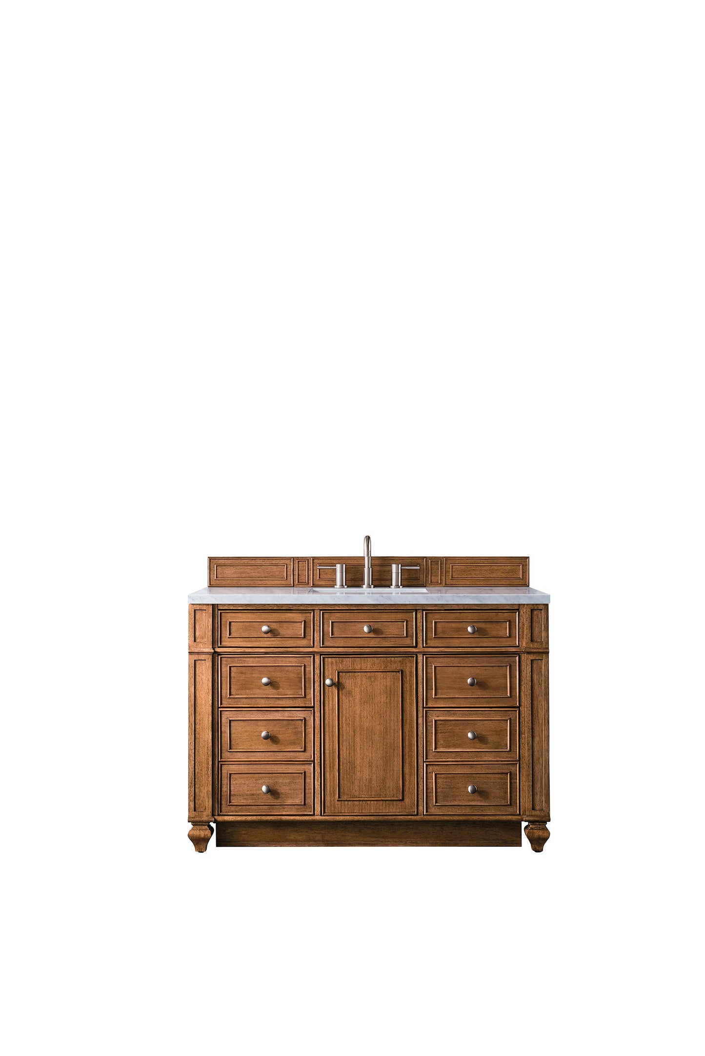 Bristol 48" Single Vanity, Saddle Brown w/ 3 CM Eternal Jasmine Pearl Quartz Top