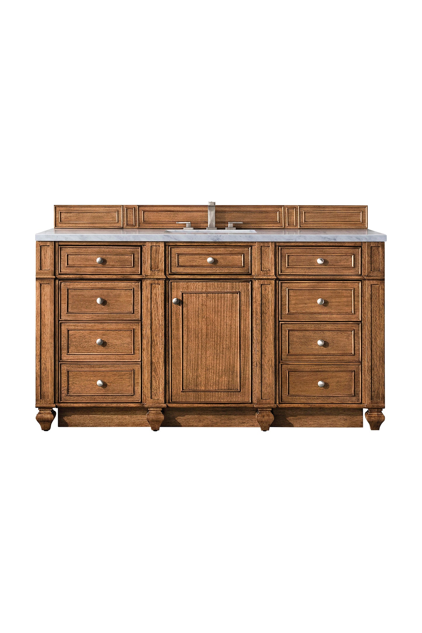 Bristol 60" Single Vanity, Saddle Brown w/ 3 CM Arctic Fall Solid Surface Top