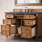 Brittany 48" Single Vanity, Saddle Brown w/ 3 CM Charcoal Soapstone Quartz Top