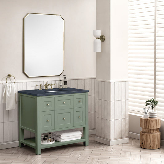 Breckenridge 36" Single Vanity, Smokey Celadon w/ 3 CM Charcoal Soapstone Top