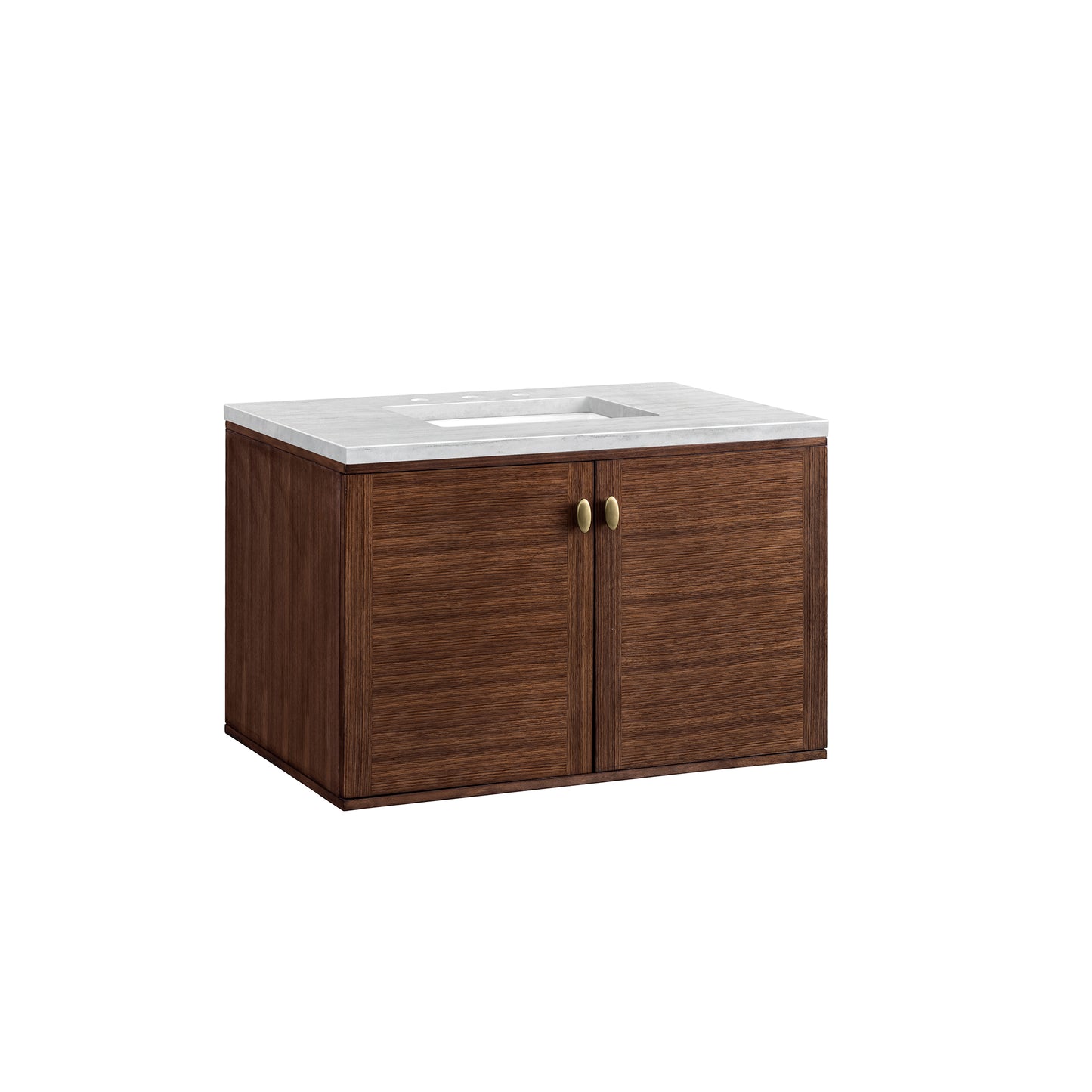 Amberly 36" Single Vanity, Mid-Century Walnut w/ 3 CM Arctic Fall Top