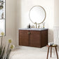 Amberly 36" Single Vanity, Mid-Century Walnut w/ 3 CM Carrara Marble Top