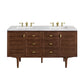 Amberly 60" Double Vanity, Mid-Century Walnut w/ 3 CM Arctic Fall Top