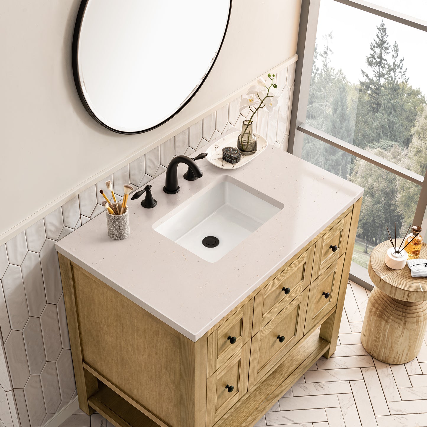 Breckenridge 36" Single Vanity, Light Natural Oak w/ 3 CM Eternal Marfil Top