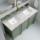 Brittany 60" Double Vanity, Smokey Celadon w/ 3 CM Eternal Jasmine Pearl Top