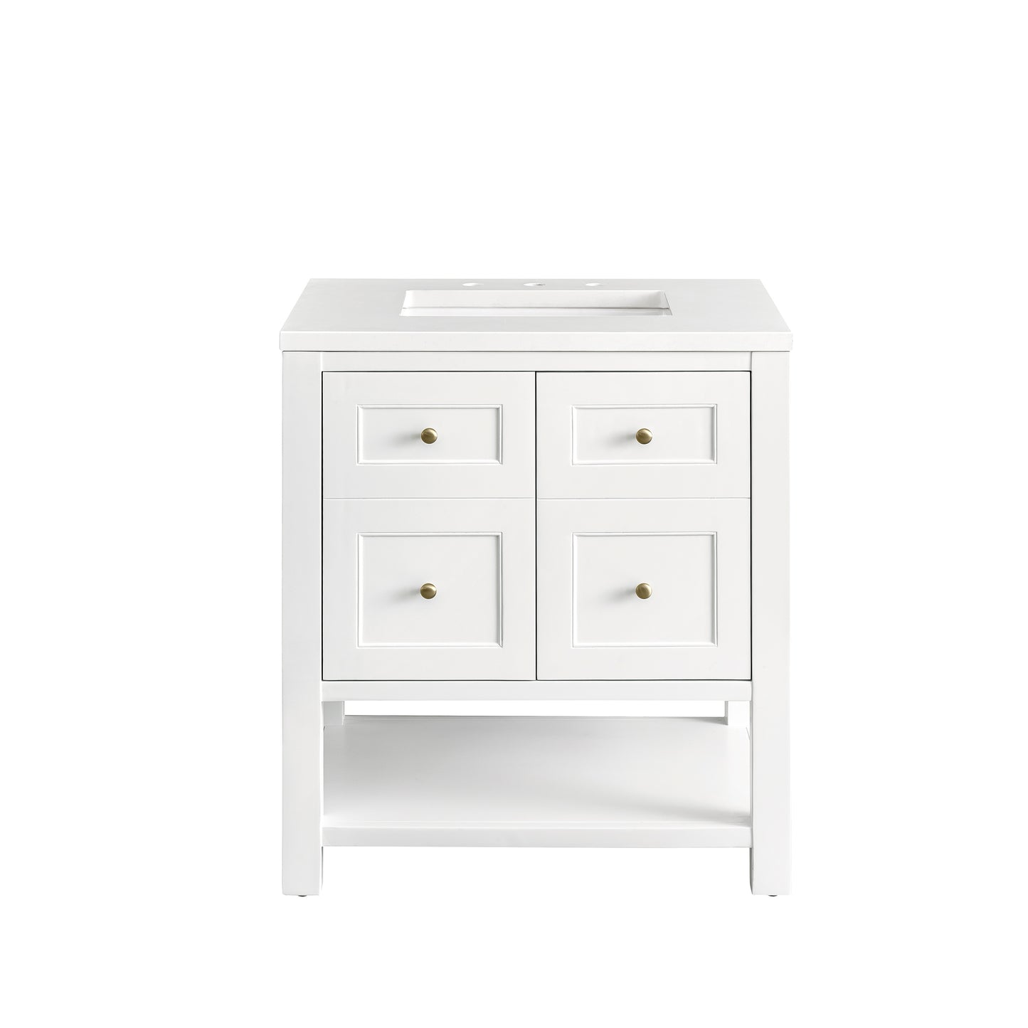 Breckenridge 30" Single Vanity, Bright White w/ 3 CM White Zeus Top