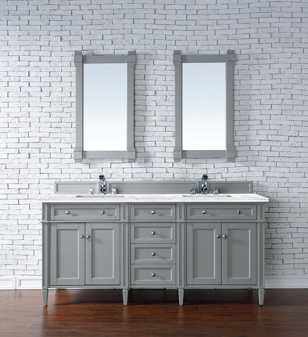 Brittany 72 Double Vanity, Urban Gray w/ 3 CM Arctic Fall Solid Surface Top