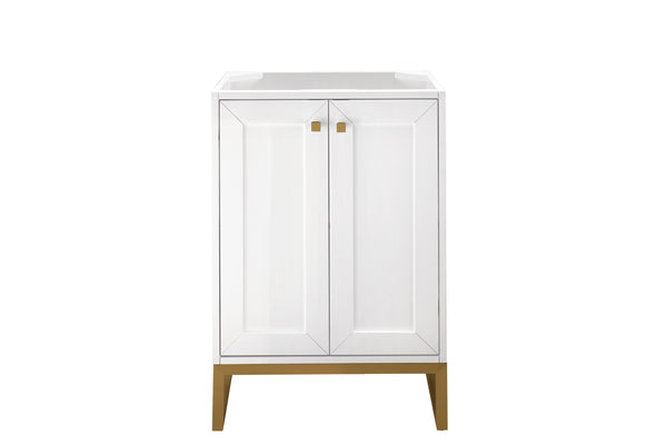 Chianti 24 Single Vanity Cabinet, Glossy White, Radiant Gold