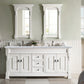 Brookfield 72" Double Vanity, Bright White w/ 3 CM Carrara Marble Top