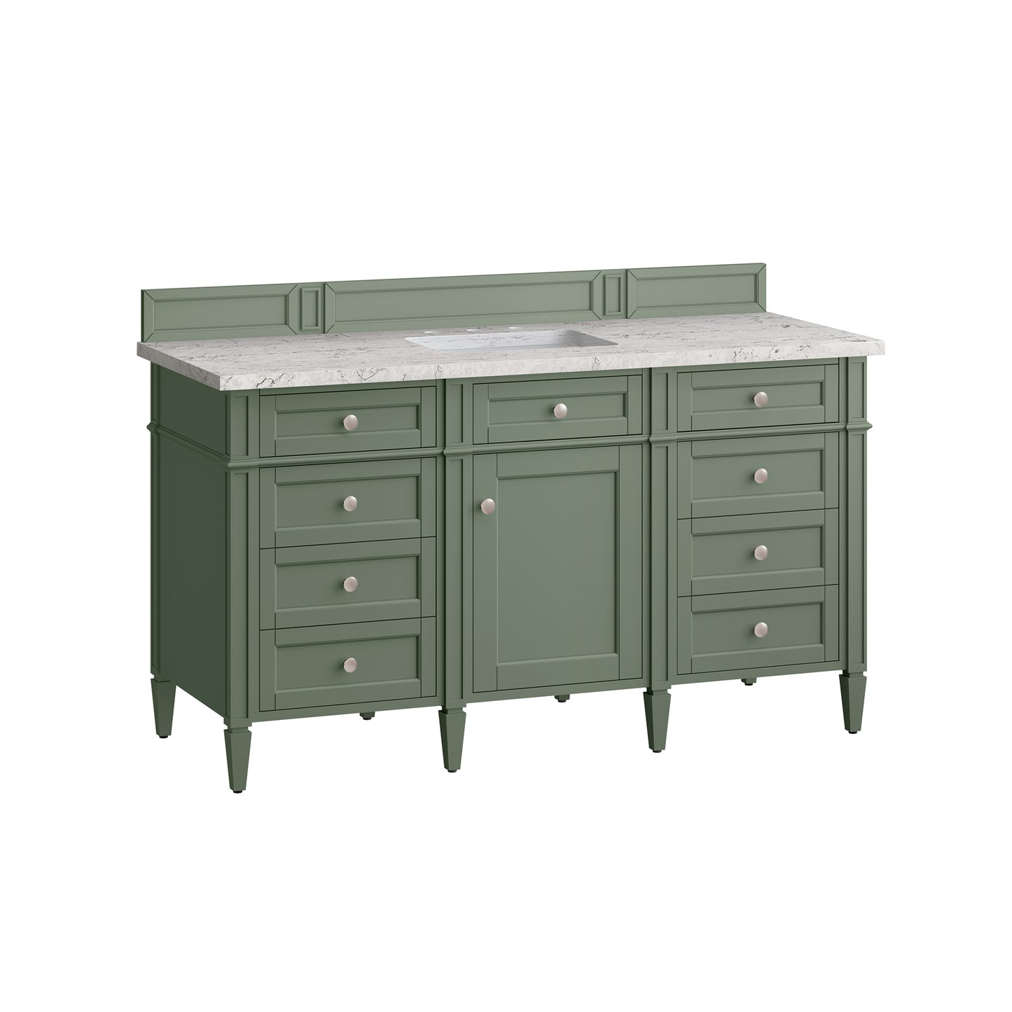 Brittany 60" Single Vanity, Smokey Celadon w/ 3 CM Eternal Jasmine Pearl Top