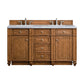 Bristol 60" Double Vanity, Saddle Brown w/ 3 CM Arctic Fall Solid Surface Top