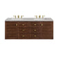 Amberly 60" Double Vanity, Mid-Century Walnut w/ 3 CM Eternal Serena Top