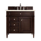 Brittany 36" Single Vanity, Burnished Mahogany w/ 3 CM Eternal Marfil Quartz Top