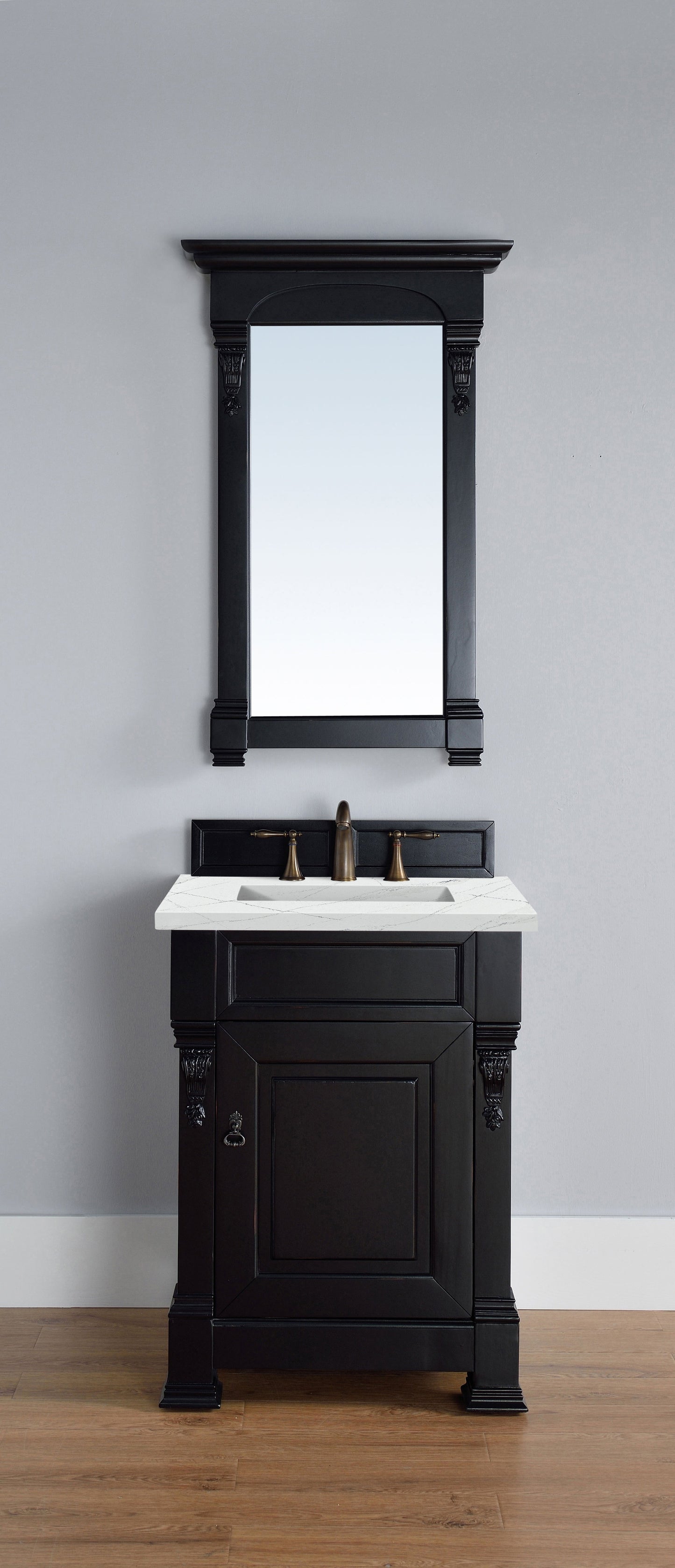 Brookfield 26" Single Vanity, Antique Black w/ 3 CM Ethereal Noctis Quartz Top