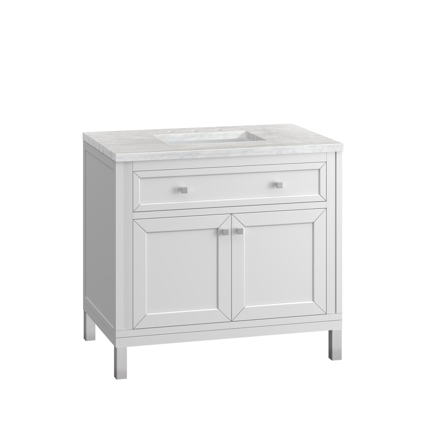 Chicago 36" Single Vanity, Glossy White w/ 3 CM Arctic Fall Top