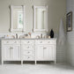 Brittany 72" Double Vanity, Bright White Vanity w/ 3 CM Eternal Serena Quartz Top