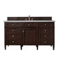 Brittany 60" Single Vanity, Burnished Mahogany w/ 3 CM Eternal Serena Quartz Top