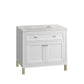 Chicago 36" Single Vanity, Glossy White w/ 3 CM Eternal Jasmine Pearl Top