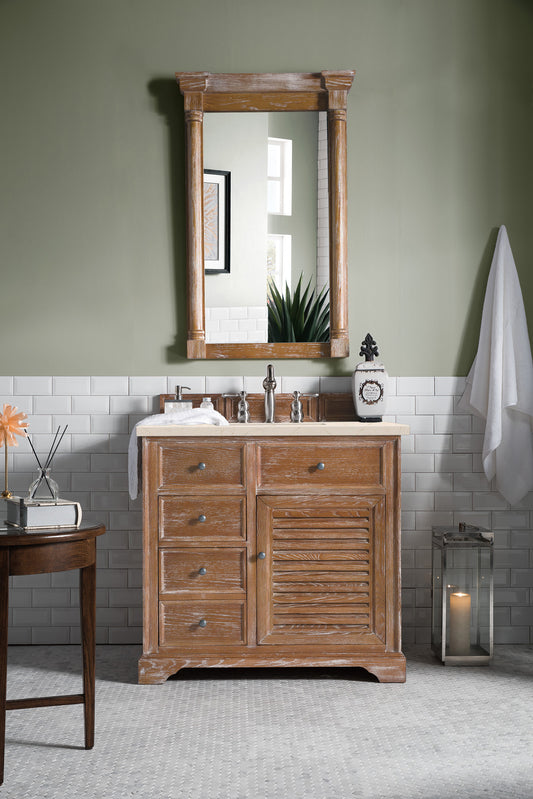 Savannah 36" Single Vanity, Driftwood w/ 3 CM Eternal Marfil Quartz Top