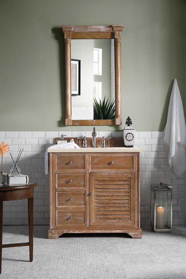 Savannah 36 Single Vanity, Driftwood w/ 3 CM Eternal Marfil Quartz Top