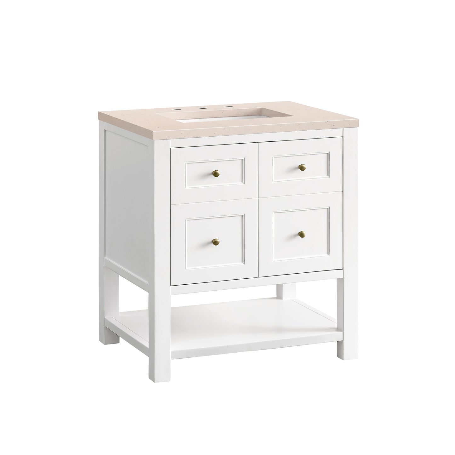 Breckenridge 30" Single Vanity, Bright White w/ 3 CM Eternal Marfil Top