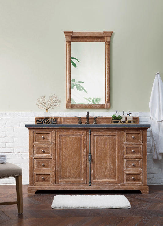 Providence 60" Single Vanity, Driftwood w/ 3 CM Charcoal Soapstone Quartz Top