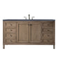 Chicago 60" Single Vanity, Whitewashed Walnut w/ 3 CM Charcoal Soapstone Quartz Top