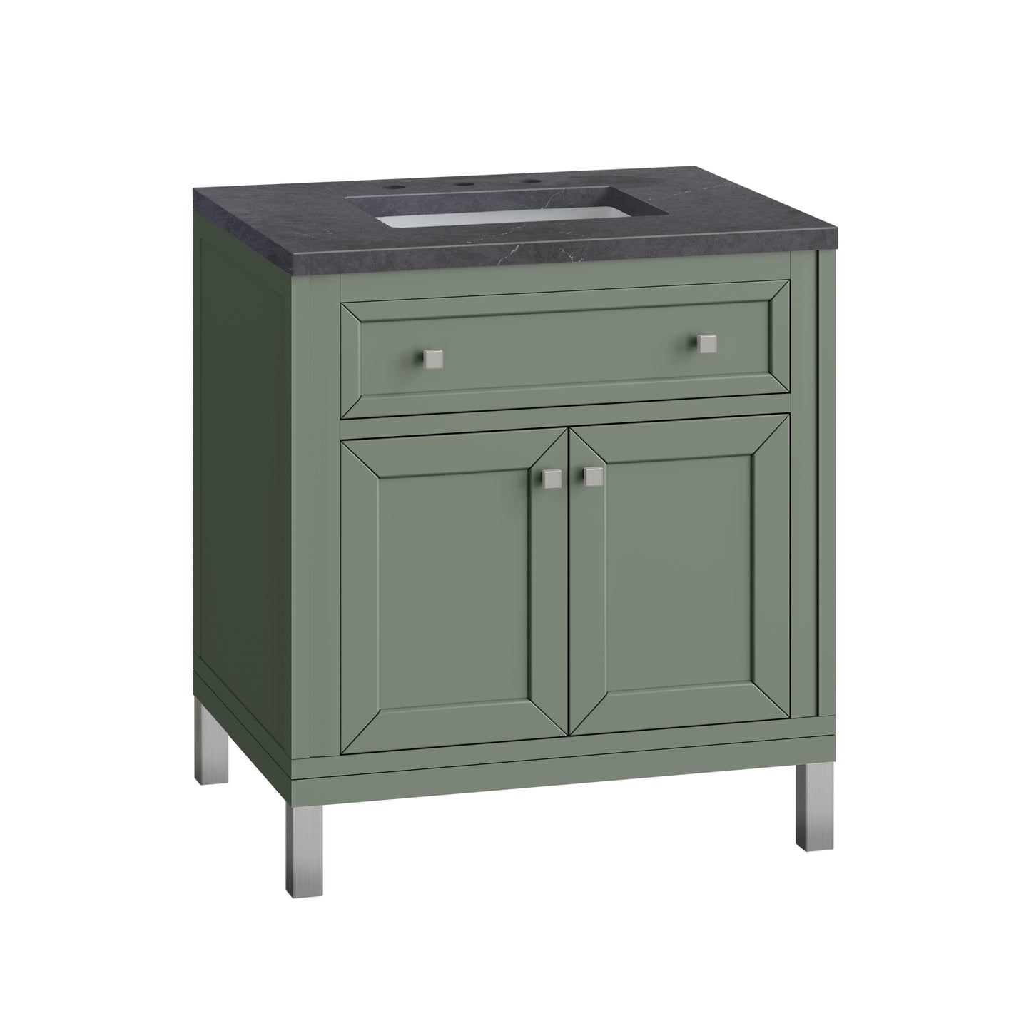 Chicago 30" Single Vanity, Smokey Celadon w/ 3 CM Charcoal Soapstone Top