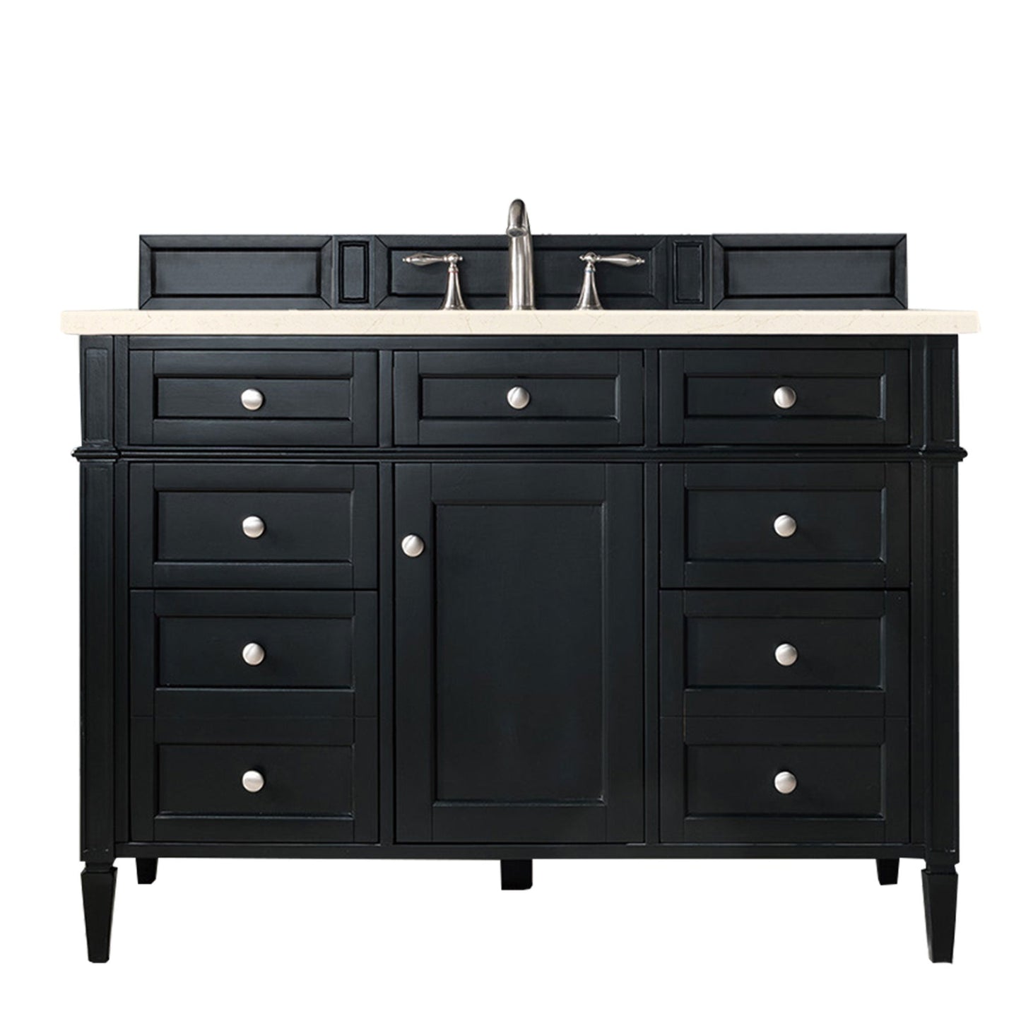 Brittany 48" Single Vanity, Black Onyx w/ 3 CM Eternal Marfil Quartz Top