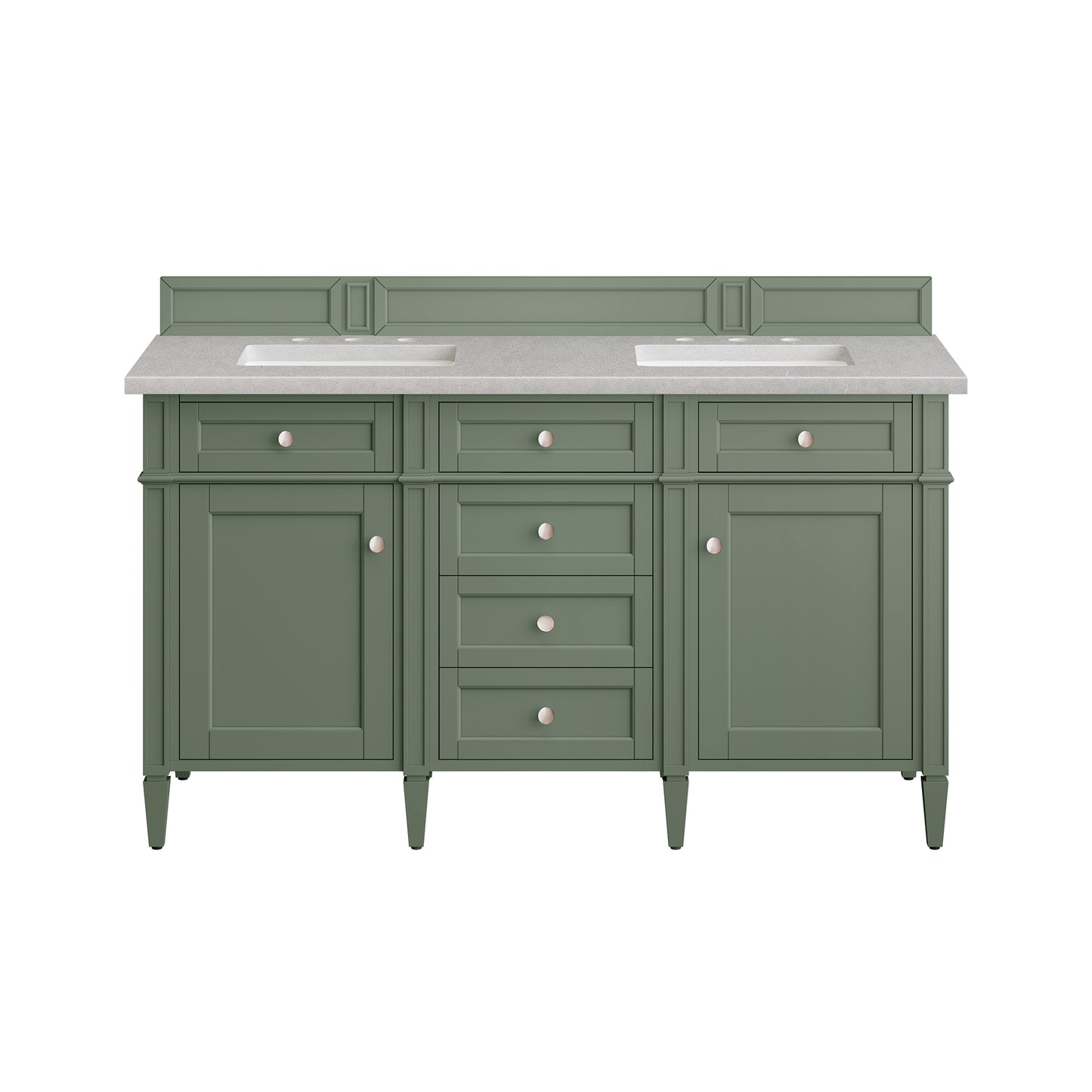 Brittany 60" Double Vanity, Smokey Celadon w/ 3 CM Eternal Serena Top