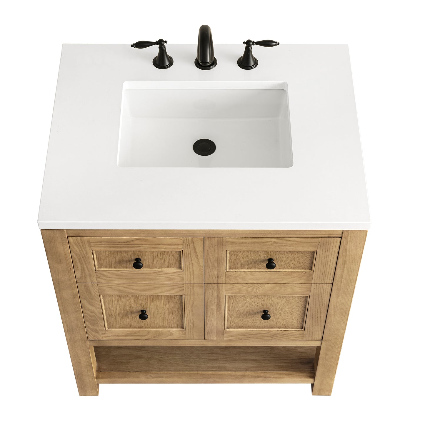 Breckenridge 30" Single Vanity, Light Natural Oak w/ 3 CM White Zeus Top