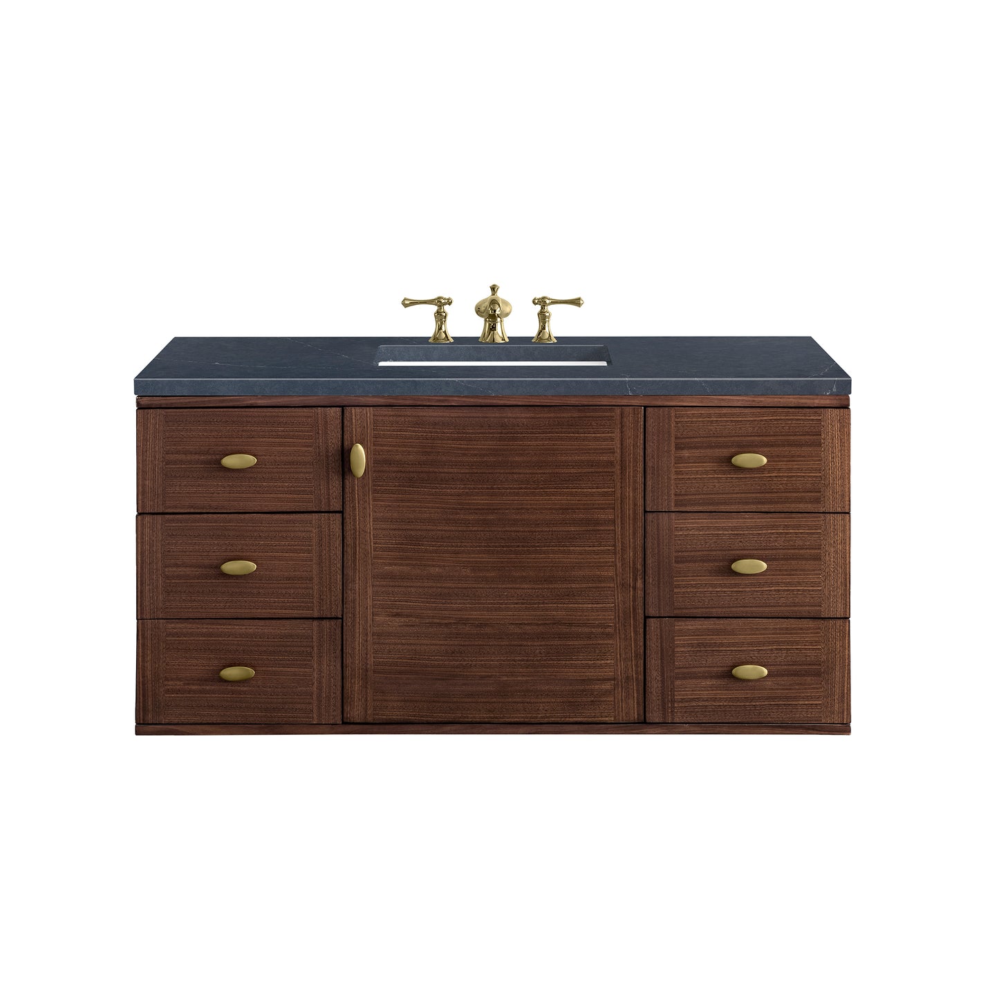 Amberly 48" Single Vanity, Mid-Century Walnut w/ 3 CM Charcoal Soapstone Top