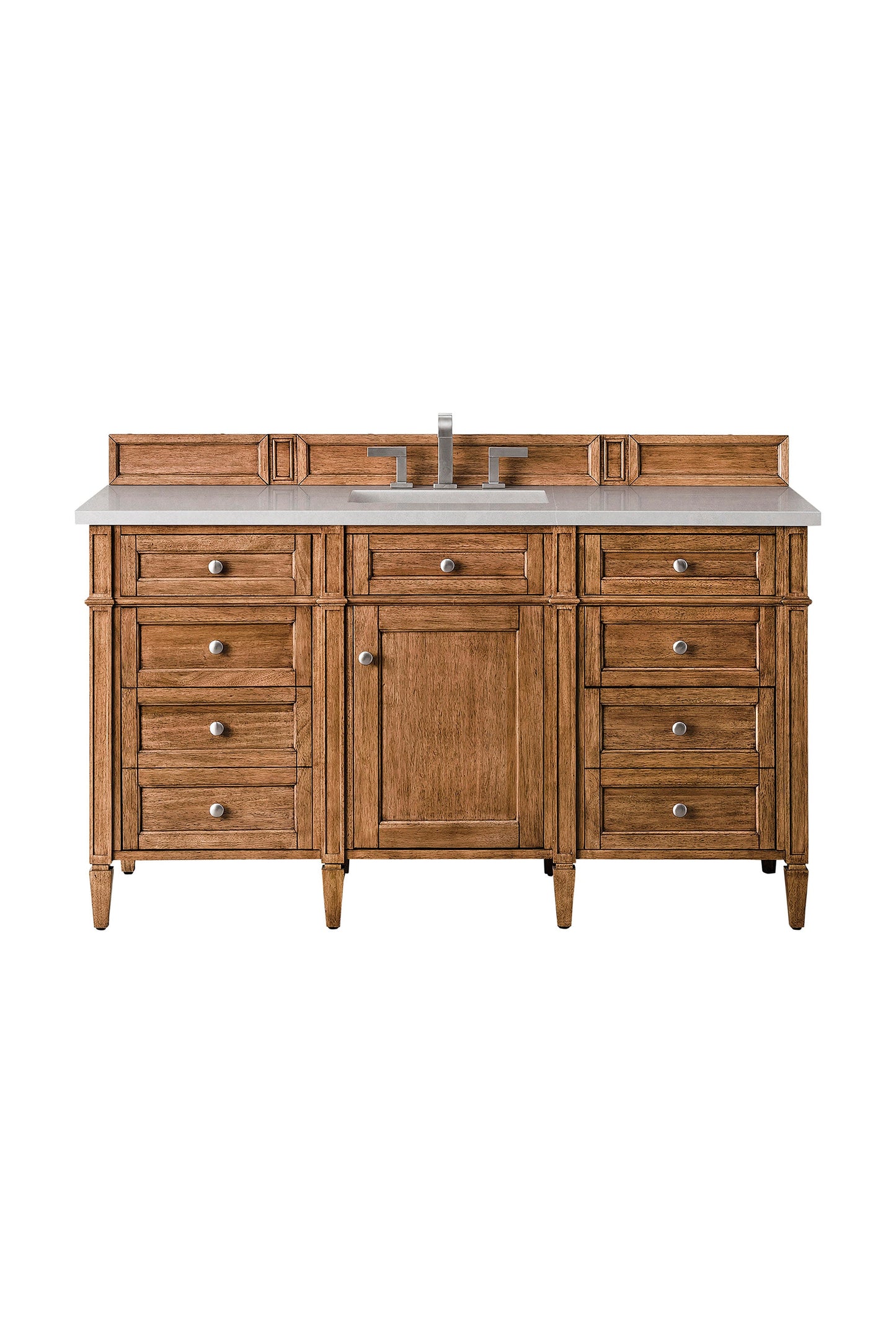 Brittany 60" Single Vanity, Saddle Brown w/ 3 CM Eternal Serena Quartz Top