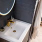 Columbia 24" Single Vanity, Ash Gray, Radiant Gold w/ White Glossy Composite Stone Top