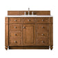 Bristol 48" Single Vanity, Saddle Brown w/ 3 CM White Zeus Quartz Top