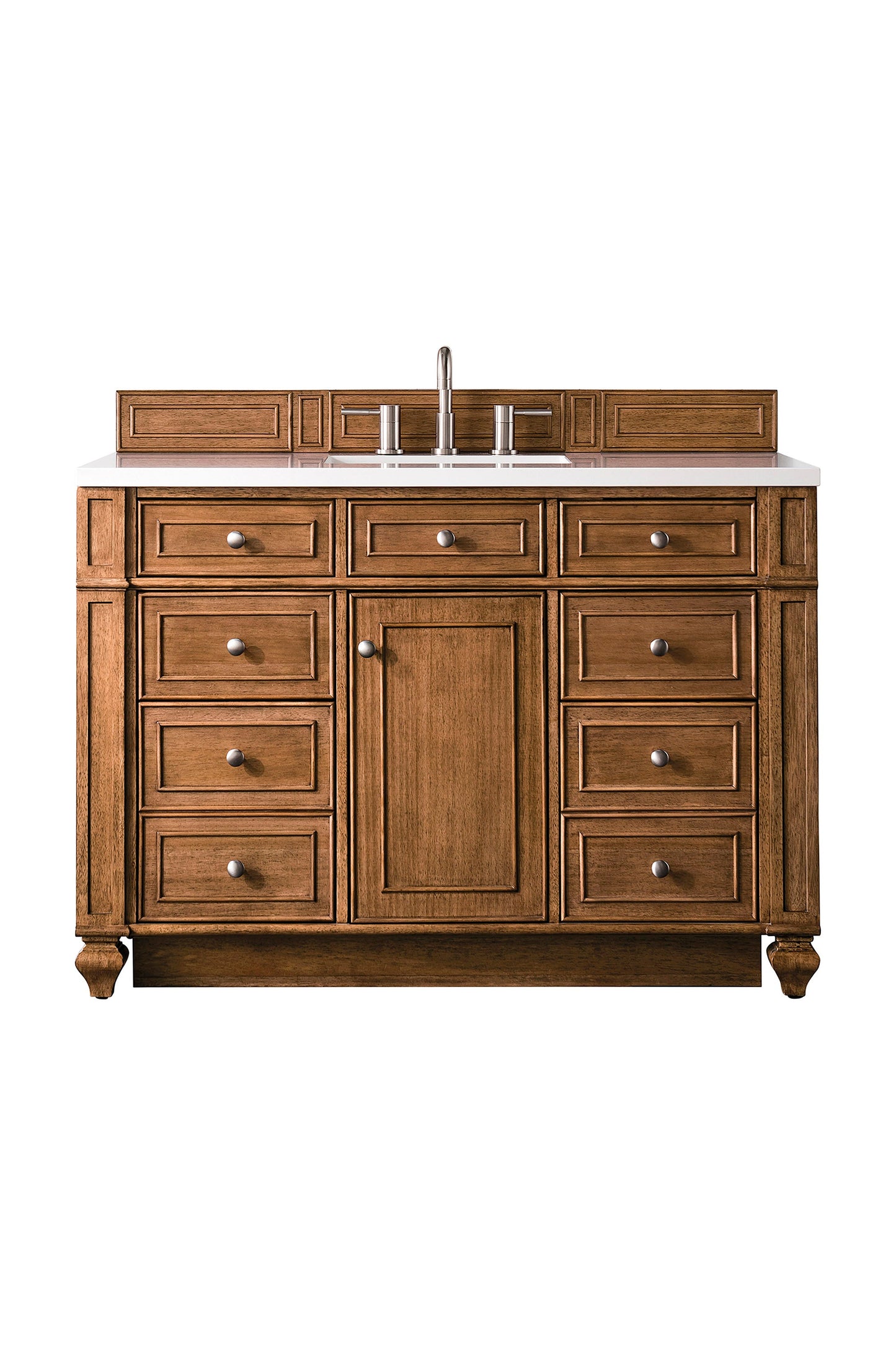 Bristol 48" Single Vanity, Saddle Brown w/ 3 CM White Zeus Quartz Top