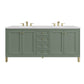 Chicago 72" Double Vanity, Smokey Celadon w/ 3 CM White Zeus Top