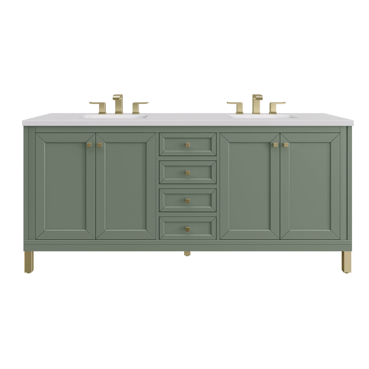 Chicago 72" Double Vanity, Smokey Celadon w/ 3 CM White Zeus Top