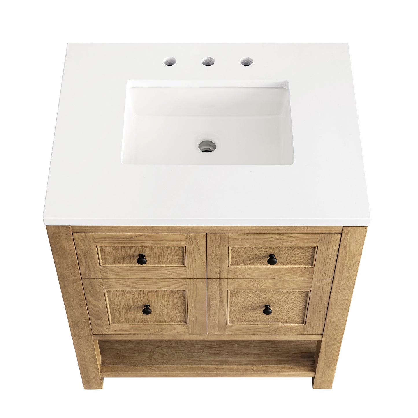 Breckenridge 30" Single Vanity, Light Natural Oak w/ 3 CM White Zeus Top