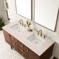 Amberly 60" Double Vanity, Mid-Century Walnut w/ 3 CM Eternal Marfil Top