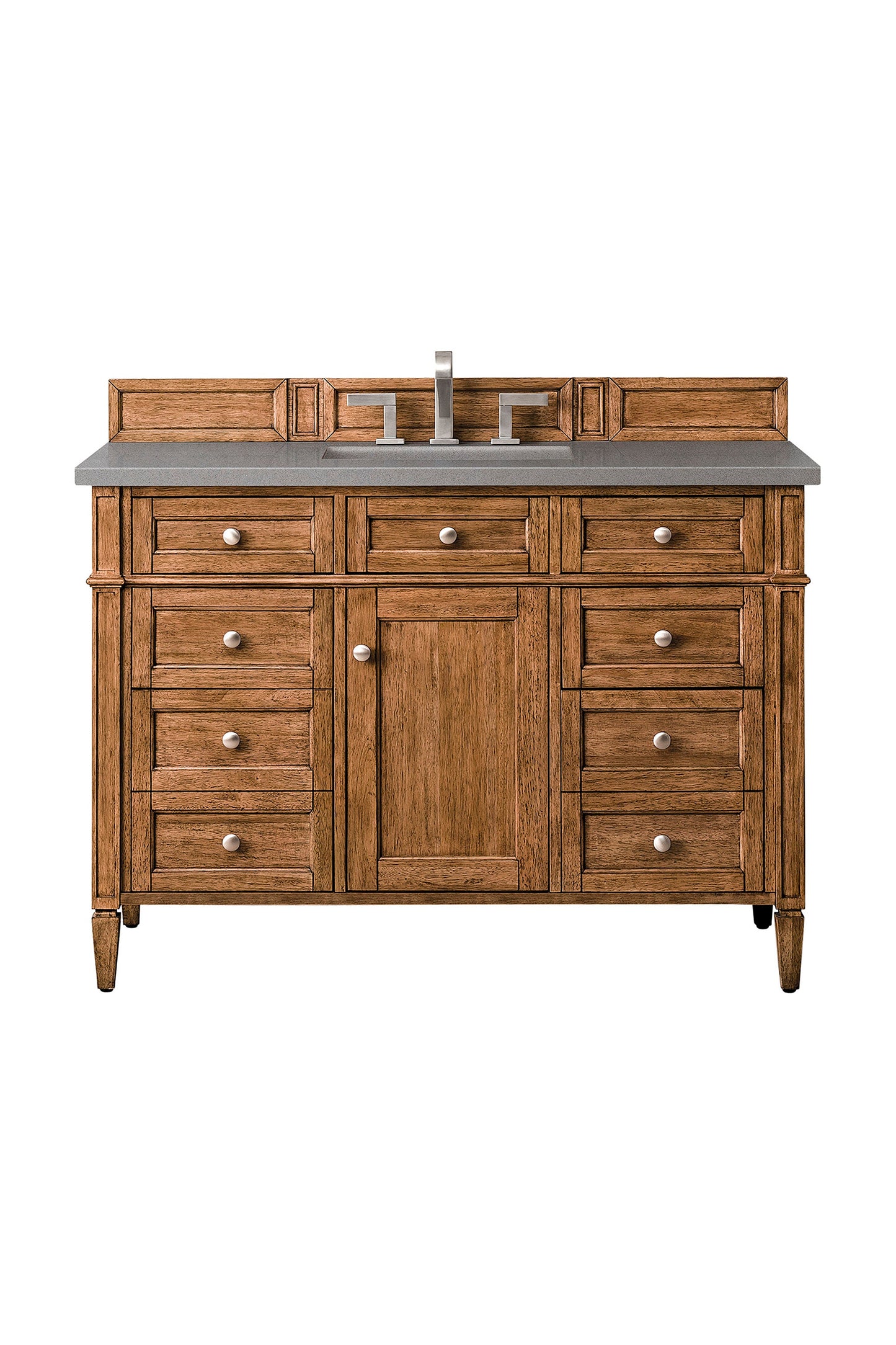 Brittany 48" Single Vanity, Saddle Brown w/ 3 CM Grey Expo Quartz Top