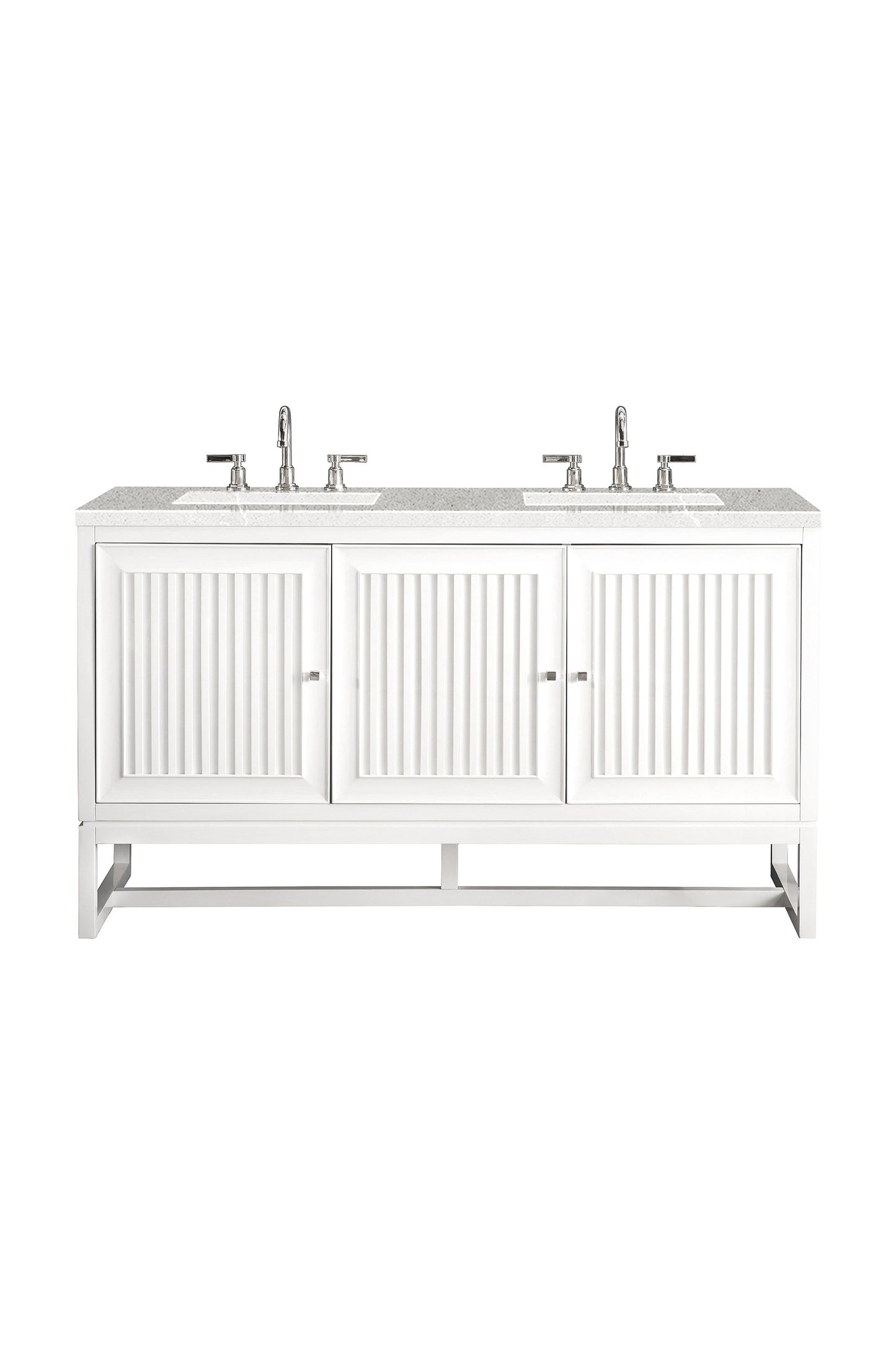 Athens 60" Double Vanity, Glossy White w/ 3 CM Eternal Serena Top