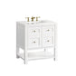 Breckenridge 30" Single Vanity, Bright White w/ 3 CM White Zeus Top