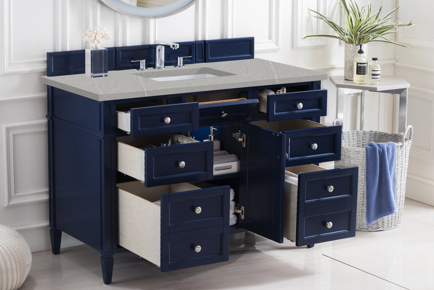 Brittany 48" Single Vanity, Victory Blue w/ 3 CM Eternal Serena Quartz Top