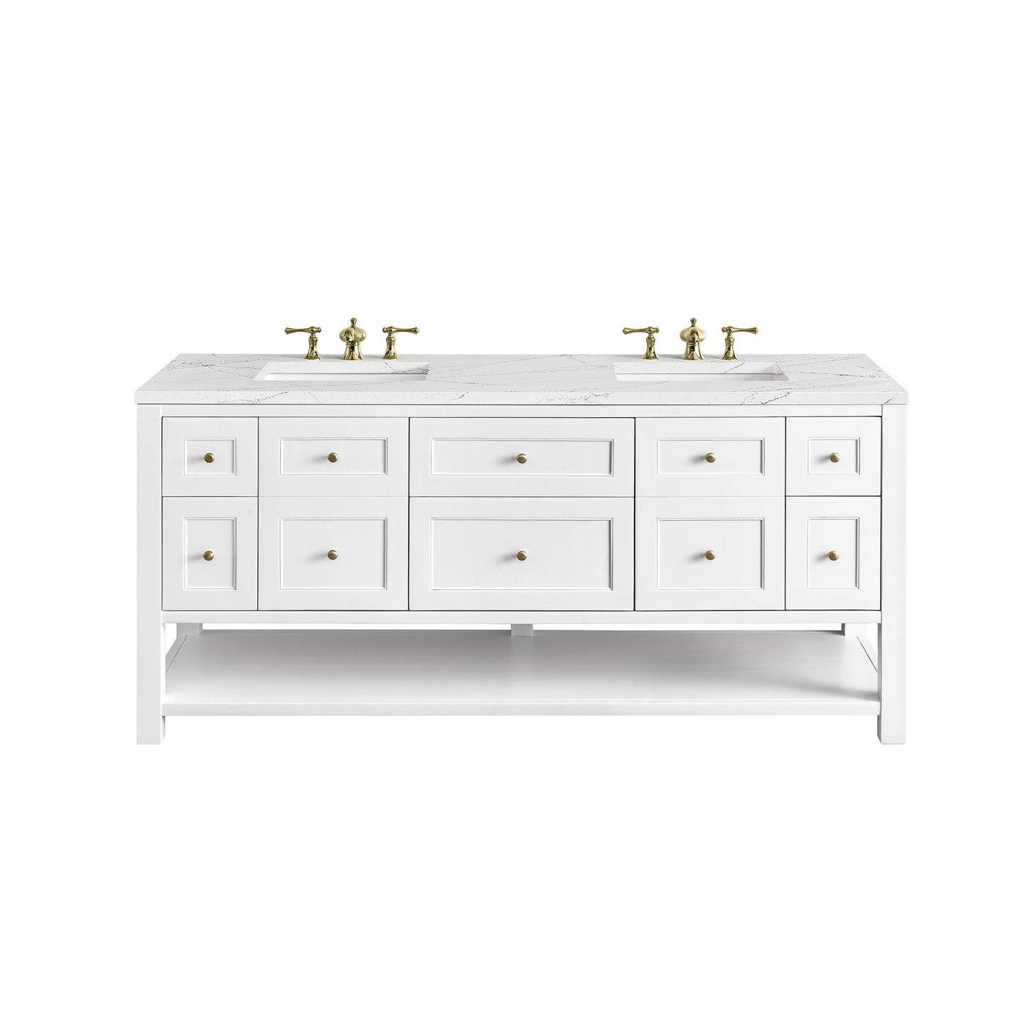 Breckenridge 72" Double Vanity, Bright White w/ 3 CM Ethereal Noctis Top