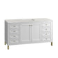 Chicago 60" Single Vanity, Glossy White w/ 3 CM Eternal Jasmine Pearl Top