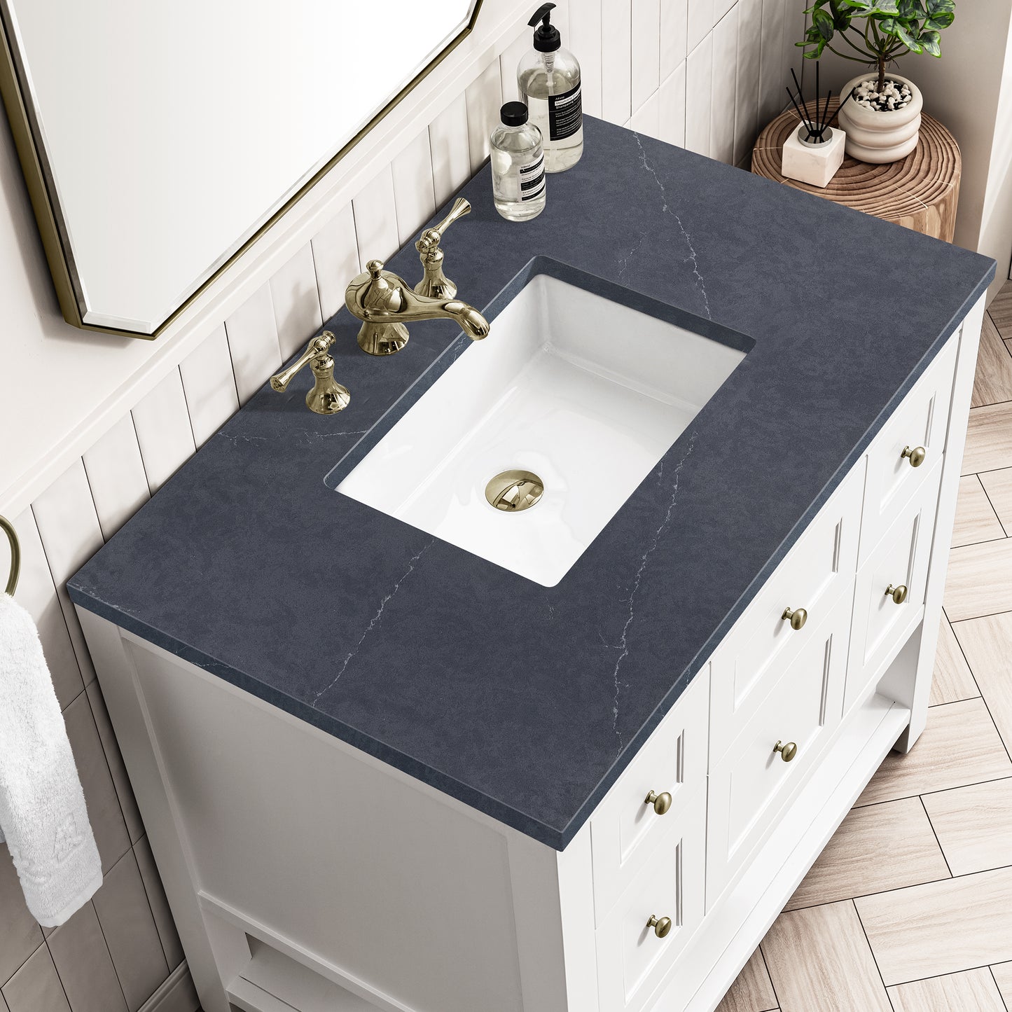 Breckenridge 36" Single Vanity, Bright White w/ 3 CM Charcoal Soapstone Top