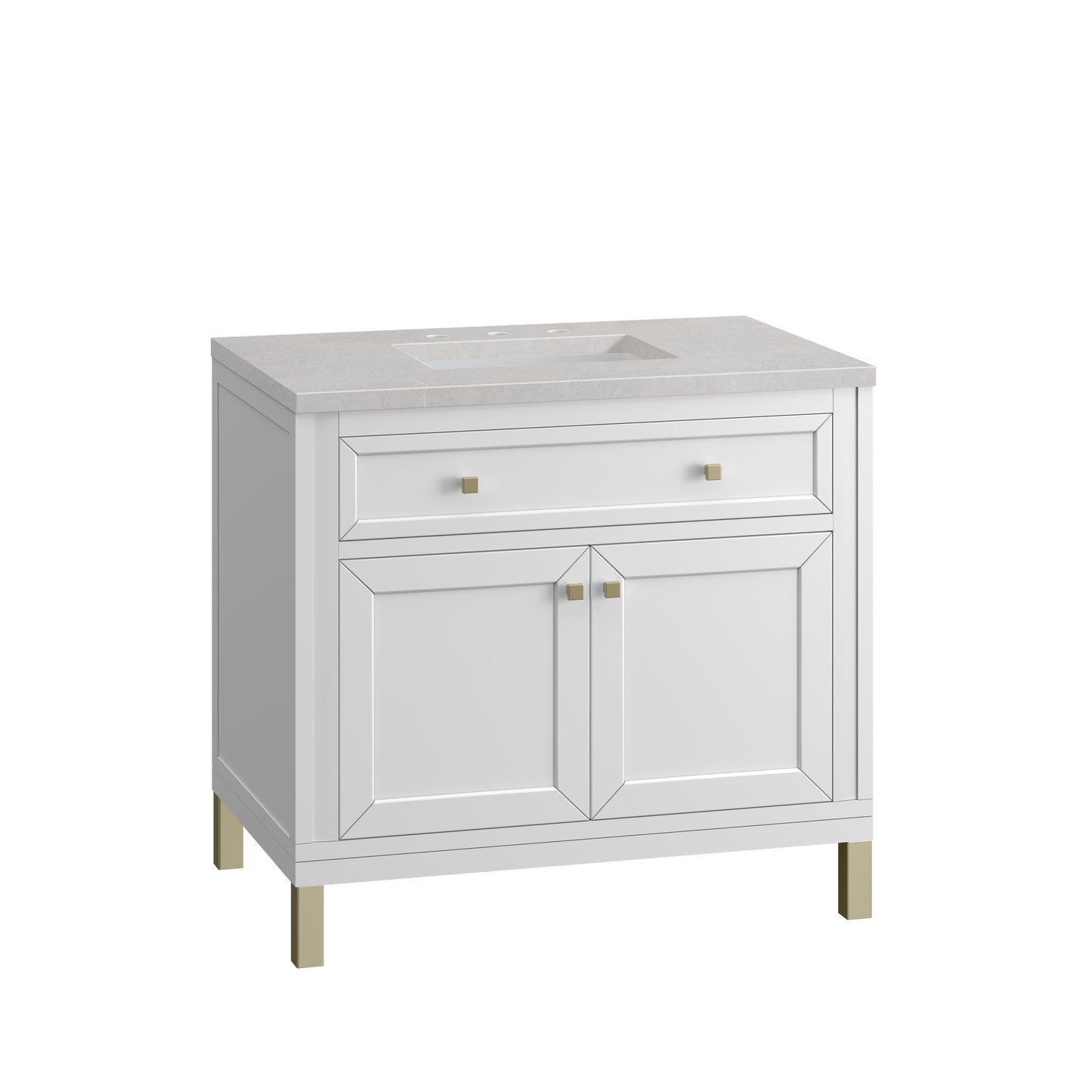 Chicago 36" Single Vanity, Glossy White w/ 3 CM Eternal Serena Top